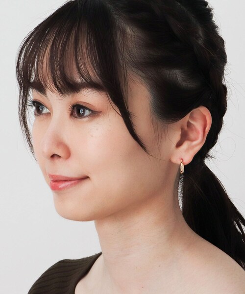 COCOSHNIK（ココシュニック）の「K10中空 フープピアス太（ピアス（両耳用）・レディース・ホワイト系その他7・00）」の4枚目の写真