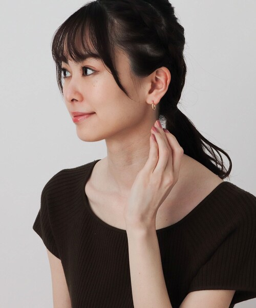 COCOSHNIK（ココシュニック）の「K10中空 フープピアス太（ピアス（両耳用）・レディース・ホワイト系その他7・00）」の10枚目の写真