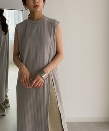 &g'aime | 【&g'aime】ロングスリットテレコチュニック(Tシャツ/カットソー)