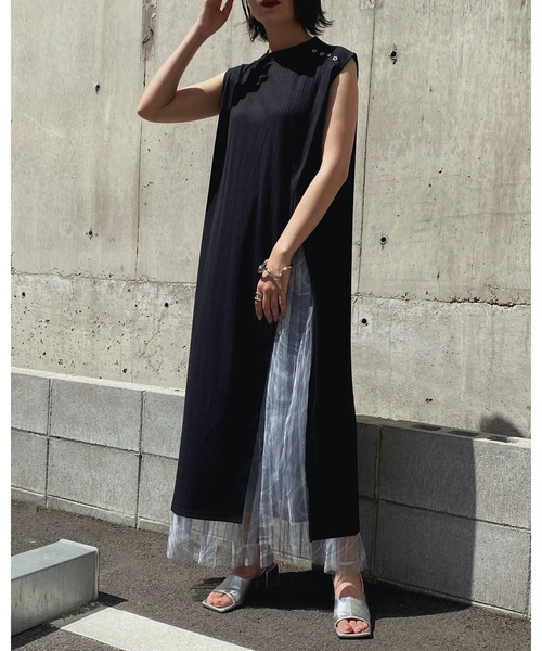 &g'aime（アンジェム）の「【&g'aime】ロングスリットテレコチュニック（Tシャツ/カットソー・レディース・ライトグレー/ブラック/ベージュ・FREE）」の5枚目の写真