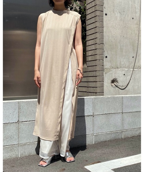 &g'aime（アンジェム）の「【&g'aime】ロングスリットテレコチュニック（Tシャツ/カットソー・レディース・ライトグレー/ブラック/ベージュ・FREE）」の20枚目の写真