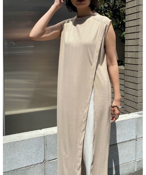 &g'aime（アンジェム）の「【&g'aime】ロングスリットテレコチュニック（Tシャツ/カットソー・レディース・ライトグレー/ブラック/ベージュ・FREE）」の22枚目の写真