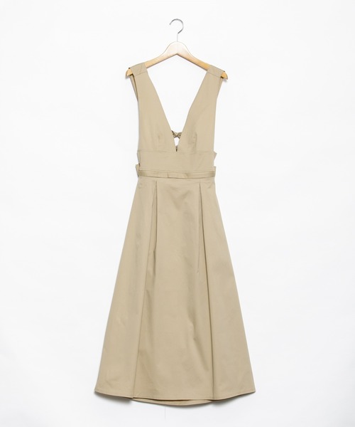 AS KNOW AS PINKY（アズノゥアズピンキー）の「サプライズのリボンジャンスカ（ジャンパースカート・レディース・ベージュ/グリーン/ブラック/ラベンダー・FREE）」の3枚目の写真