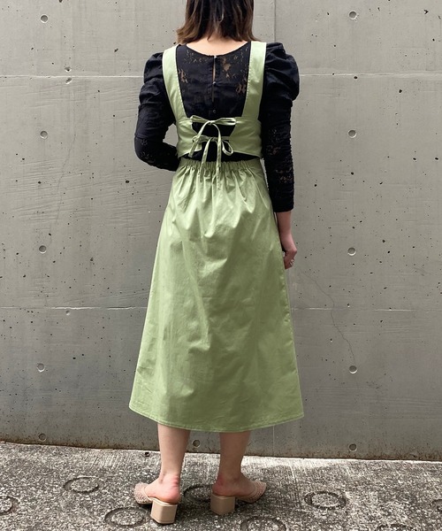 AS KNOW AS PINKY（アズノゥアズピンキー）の「サプライズのリボンジャンスカ（ジャンパースカート・レディース・ベージュ/グリーン/ブラック/ラベンダー・FREE）」の11枚目の写真