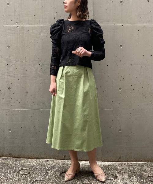 AS KNOW AS PINKY（アズノゥアズピンキー）の「サプライズのリボンジャンスカ（ジャンパースカート・レディース・ベージュ/グリーン/ブラック/ラベンダー・FREE）」の5枚目の写真