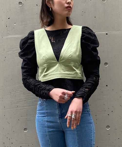 AS KNOW AS PINKY（アズノゥアズピンキー）の「サプライズのリボンジャンスカ（ジャンパースカート・レディース・ベージュ/グリーン/ブラック/ラベンダー・FREE）」の17枚目の写真