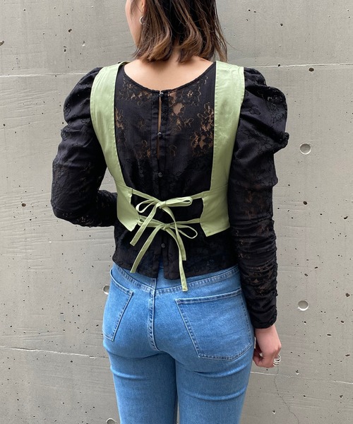 AS KNOW AS PINKY（アズノゥアズピンキー）の「サプライズのリボンジャンスカ（ジャンパースカート・レディース・ベージュ/グリーン/ブラック/ラベンダー・FREE）」の9枚目の写真