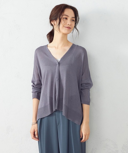 COMME CA ISM（コムサイズム）の「リネン混　ニットカーディガン（カーディガン/ボレロ・レディース・ライトグレー/ダークブラウン/ブルー/ワイン・MEDIUM/LARGE）」の4枚目の写真