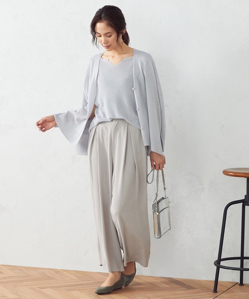 COMME CA ISM（コムサイズム）の「リネン混　ニットカーディガン（カーディガン/ボレロ・レディース・ライトグレー/ダークブラウン/ブルー/ワイン・MEDIUM/LARGE）」の5枚目の写真