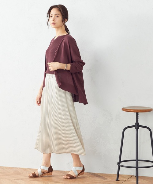 COMME CA ISM（コムサイズム）の「リネン混　ニットカーディガン（カーディガン/ボレロ・レディース・ライトグレー/ダークブラウン/ブルー/ワイン・MEDIUM/LARGE）」の7枚目の写真