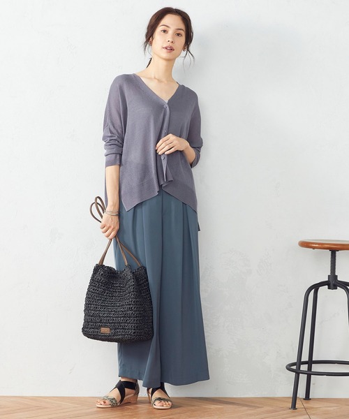 COMME CA ISM（コムサイズム）の「リネン混　ニットカーディガン（カーディガン/ボレロ・レディース・ライトグレー/ダークブラウン/ブルー/ワイン・MEDIUM/LARGE）」の9枚目の写真