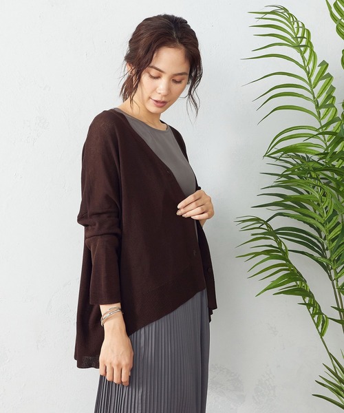 COMME CA ISM（コムサイズム）の「リネン混　ニットカーディガン（カーディガン/ボレロ・レディース・ライトグレー/ダークブラウン/ブルー/ワイン・MEDIUM/LARGE）」の12枚目の写真