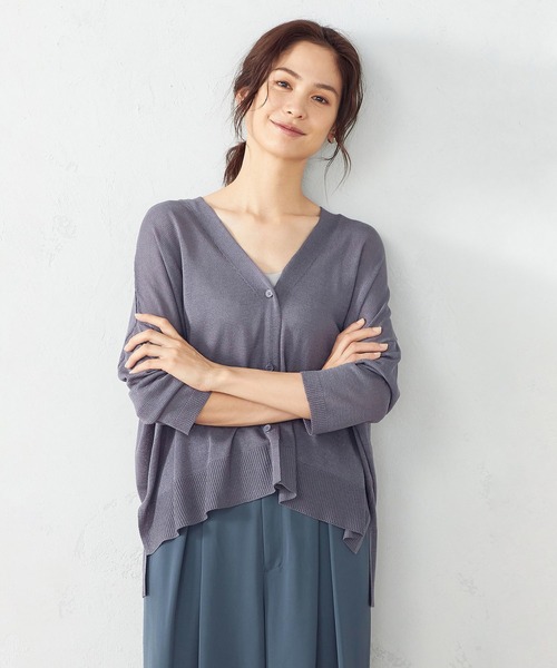 COMME CA ISM（コムサイズム）の「リネン混　ニットカーディガン（カーディガン/ボレロ・レディース・ライトグレー/ダークブラウン/ブルー/ワイン・MEDIUM/LARGE）」の13枚目の写真