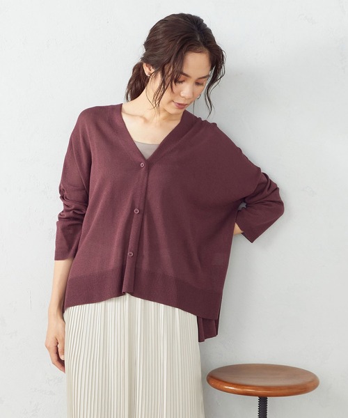 COMME CA ISM（コムサイズム）の「リネン混　ニットカーディガン（カーディガン/ボレロ・レディース・ライトグレー/ダークブラウン/ブルー/ワイン・MEDIUM/LARGE）」の14枚目の写真