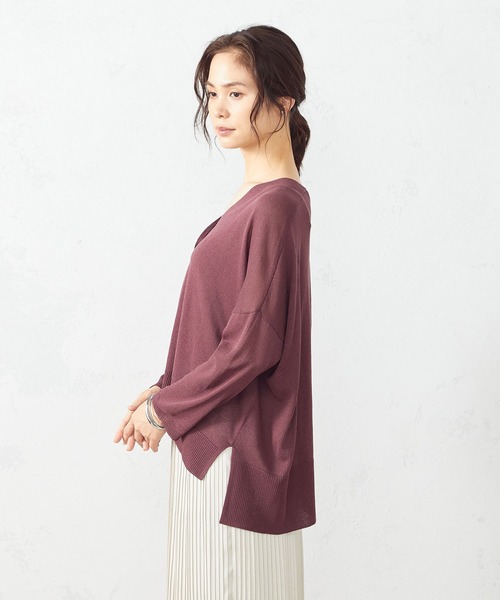 COMME CA ISM（コムサイズム）の「リネン混　ニットカーディガン（カーディガン/ボレロ・レディース・ライトグレー/ダークブラウン/ブルー/ワイン・MEDIUM/LARGE）」の15枚目の写真