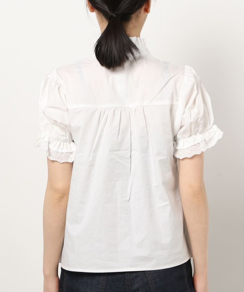 SPINNS(スピンズ)の「ハイネックフリルギャザーレースブラウス(シャツ/ブラウス・レディース・ホワイト/ブラック/ミント・ONESIZE)」の9枚目の写真