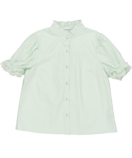 SPINNS(スピンズ)の「ハイネックフリルギャザーレースブラウス(シャツ/ブラウス・レディース・ホワイト/ブラック/ミント・ONESIZE)」の14枚目の写真