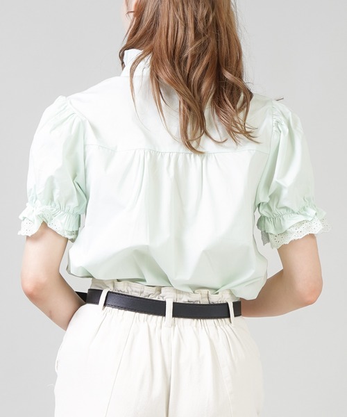 SPINNS(スピンズ)の「ハイネックフリルギャザーレースブラウス(シャツ/ブラウス・レディース・ホワイト/ブラック/ミント・ONESIZE)」の18枚目の写真