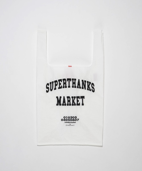 SUPERTHANKS(スーパーサンクス)の「カレッジロゴ刺繍エコバッグ トートバッグ(エコバッグ/サブバッグ・レディース・ホワイト/ブラック/ホワイト×ブラック・ONE SIZE)」の4枚目の写真