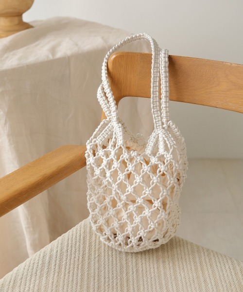 Bab(バブ)の「【WEB限定】手編みメッシュバッグ(トートバッグ・レディース・オフホワイト/キャメル・ONESIZE)」の12枚目の写真