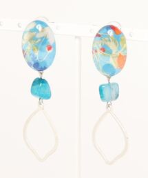 【joesstyle】*Glass Earrings* リバティ×天然石とモロッカンチャームイヤリング(MA)