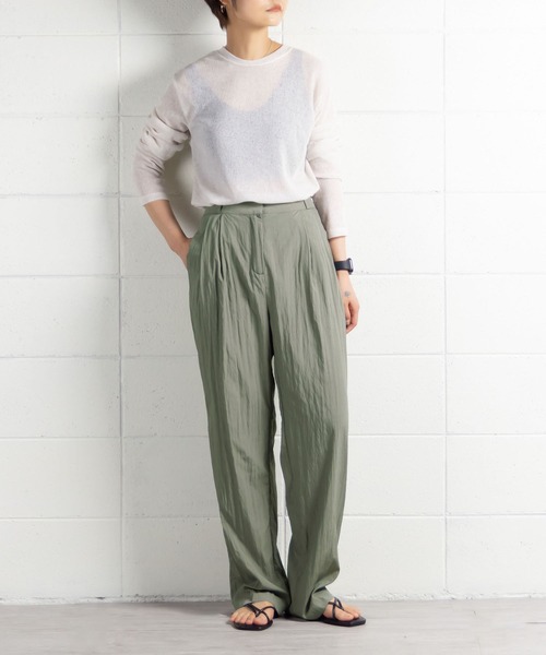 me+em select（ミームセレクト）の「ワッシャータックワイドスラックス（スラックス・レディース・ベージュ/ブラック/カーキ/チャコールグレー・SMALL/MEDIUM）」の20枚目の写真