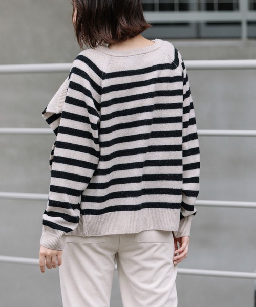 Munich(ミューニック)の「【2枚SET】エキストラファインメリノウールジャージー アンサンブルニット(ニット/セーター・レディース・ブラック/ベージュ/ブラウン系その他/ベージュ×ブラック・FREE)」の12枚目の写真