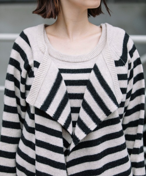 Munich(ミューニック)の「【2枚SET】エキストラファインメリノウールジャージー アンサンブルニット(ニット/セーター・レディース・ブラック/ベージュ/ブラウン系その他/ベージュ×ブラック・FREE)」の5枚目の写真