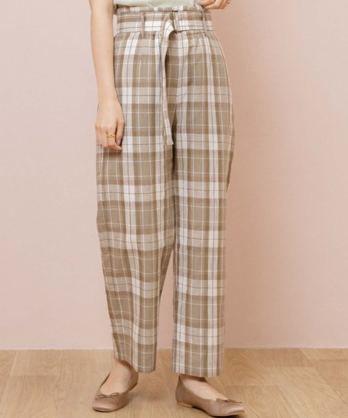 flower(フラワー)の「ムードチェックパンツ(その他パンツ・レディース・ベージュ/ブラウン・FREE)」の2枚目の写真