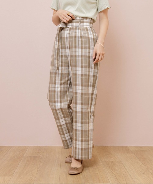flower(フラワー)の「ムードチェックパンツ(その他パンツ・レディース・ベージュ/ブラウン・FREE)」の9枚目の写真