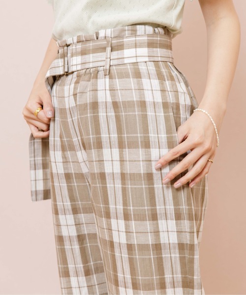 flower(フラワー)の「ムードチェックパンツ(その他パンツ・レディース・ベージュ/ブラウン・FREE)」の4枚目の写真