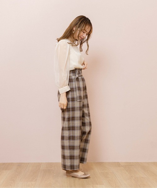 flower(フラワー)の「ムードチェックパンツ(その他パンツ・レディース・ベージュ/ブラウン・FREE)」の7枚目の写真