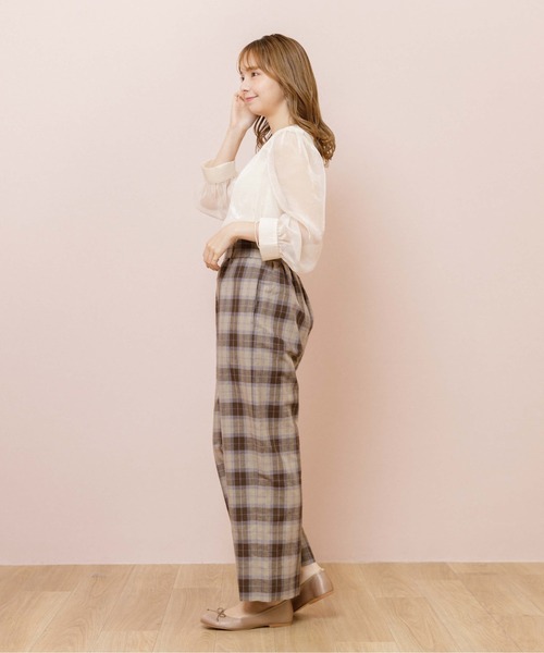 flower(フラワー)の「ムードチェックパンツ(その他パンツ・レディース・ベージュ/ブラウン・FREE)」の10枚目の写真