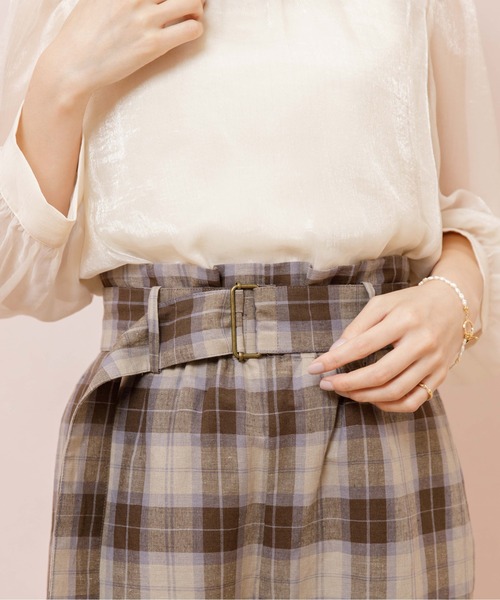 flower(フラワー)の「ムードチェックパンツ(その他パンツ・レディース・ベージュ/ブラウン・FREE)」の5枚目の写真