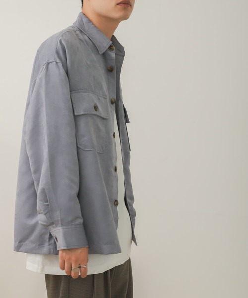 SENSE OF PLACE by URBAN RESEARCH(センスオブプレイスバイアーバンリサーチ)の「エコスエードルーズシャツ(シャツ/ブラウス・メンズ・ダークブラウン/ベージュ/ブルー/アイボリー・LARGE/MEDIUM)」の4枚目の写真