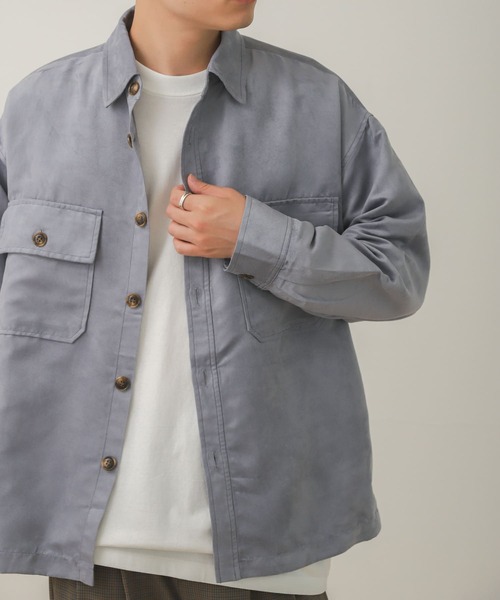 SENSE OF PLACE by URBAN RESEARCH(センスオブプレイスバイアーバンリサーチ)の「エコスエードルーズシャツ(シャツ/ブラウス・メンズ・ダークブラウン/ベージュ/ブルー/アイボリー・LARGE/MEDIUM)」の12枚目の写真