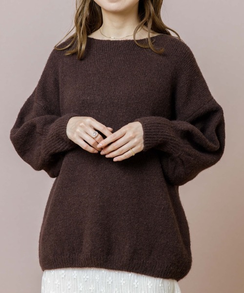 flower(フラワー)の「ルーズリーニットトップ(ニット/セーター・レディース・ブラウン/アイボリー・FREE)」の2枚目の写真