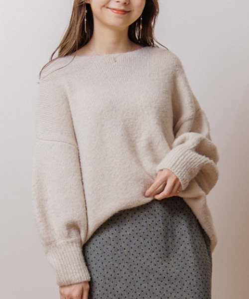 flower(フラワー)の「ルーズリーニットトップ(ニット/セーター・レディース・ブラウン/アイボリー・FREE)」の1枚目の写真