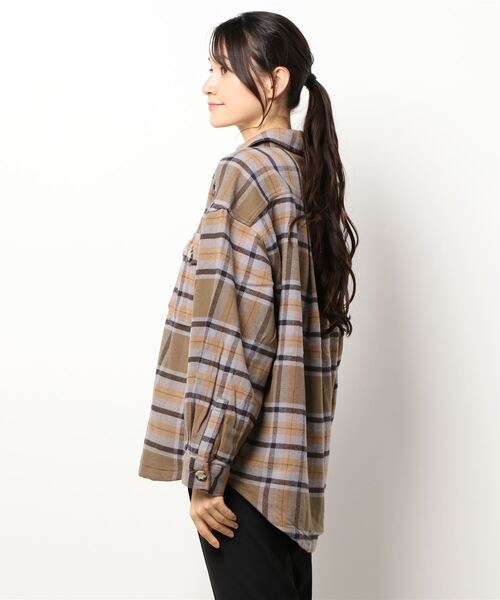 HONEYSUCKLE ROSE（ハニーサックルローズ）の「【HONEYSUCKLE ROSE】ネルチェックＣＰＯシャツ（シャツ/ブラウス・レディース・ライトブラウン/ホワイト×カーキブラウン/ライトベージュ・M/L）」の4枚目の写真