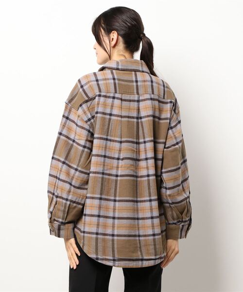 HONEYSUCKLE ROSE（ハニーサックルローズ）の「【HONEYSUCKLE ROSE】ネルチェックＣＰＯシャツ（シャツ/ブラウス・レディース・ライトブラウン/ホワイト×カーキブラウン/ライトベージュ・M/L）」の5枚目の写真