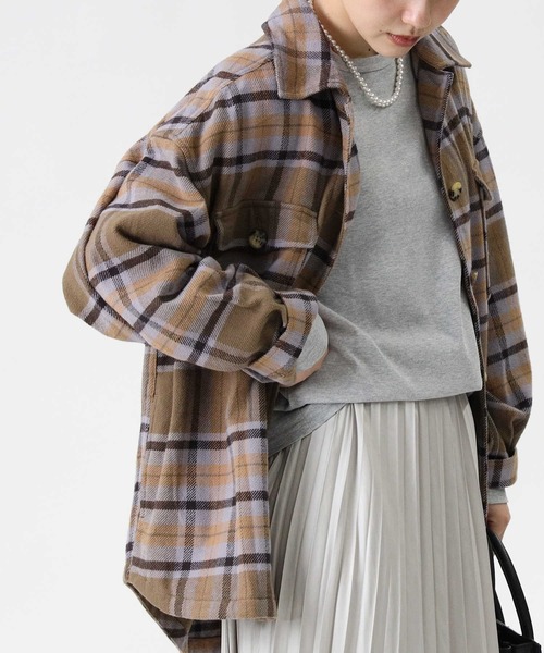 HONEYSUCKLE ROSE（ハニーサックルローズ）の「【HONEYSUCKLE ROSE】ネルチェックＣＰＯシャツ（シャツ/ブラウス・レディース・ライトブラウン/ホワイト×カーキブラウン/ライトベージュ・M/L）」の3枚目の写真