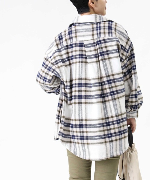 HONEYSUCKLE ROSE（ハニーサックルローズ）の「【HONEYSUCKLE ROSE】ネルチェックＣＰＯシャツ（シャツ/ブラウス・レディース・ライトブラウン/ホワイト×カーキブラウン/ライトベージュ・M/L）」の7枚目の写真