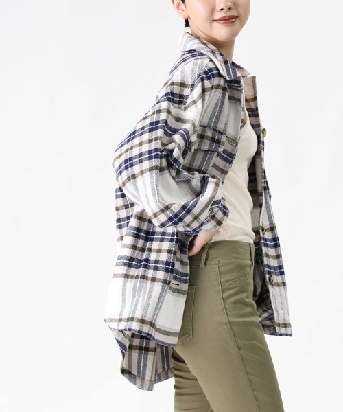 HONEYSUCKLE ROSE（ハニーサックルローズ）の「【HONEYSUCKLE ROSE】ネルチェックＣＰＯシャツ（シャツ/ブラウス・レディース・ライトブラウン/ホワイト×カーキブラウン/ライトベージュ・M/L）」の8枚目の写真