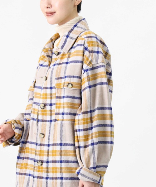 HONEYSUCKLE ROSE（ハニーサックルローズ）の「【HONEYSUCKLE ROSE】ネルチェックＣＰＯシャツ（シャツ/ブラウス・レディース・ライトブラウン/ホワイト×カーキブラウン/ライトベージュ・M/L）」の14枚目の写真