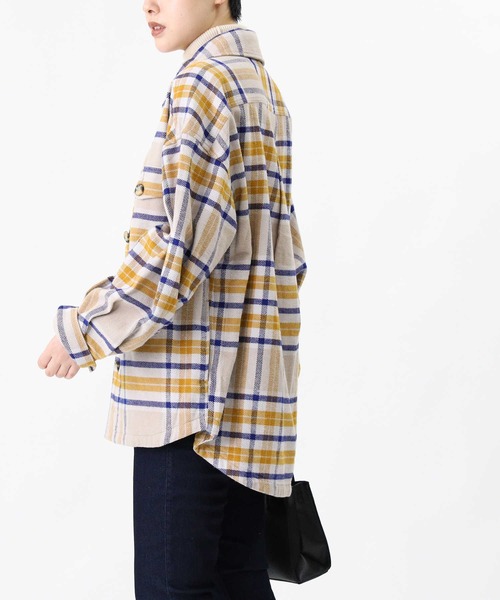 HONEYSUCKLE ROSE（ハニーサックルローズ）の「【HONEYSUCKLE ROSE】ネルチェックＣＰＯシャツ（シャツ/ブラウス・レディース・ライトブラウン/ホワイト×カーキブラウン/ライトベージュ・M/L）」の15枚目の写真