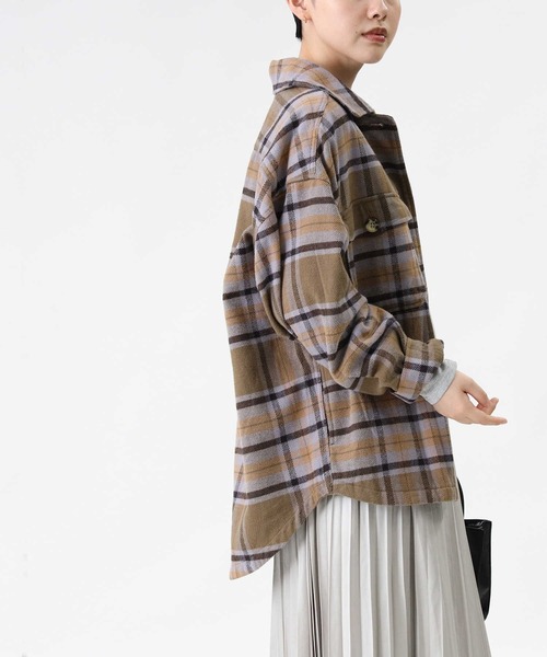 HONEYSUCKLE ROSE（ハニーサックルローズ）の「【HONEYSUCKLE ROSE】ネルチェックＣＰＯシャツ（シャツ/ブラウス・レディース・ライトブラウン/ホワイト×カーキブラウン/ライトベージュ・M/L）」の12枚目の写真