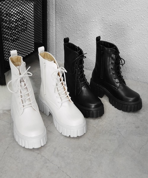 minia(ミニア)の「トラックソールコンバットブーツ ◆(ブーツ・レディース・ブラック/アイボリー・23.5cm/24.5cm/23.0cm/24.0cm)」の3枚目の写真