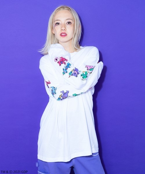 Candy Stripper（キャンディストリッパー）の「//GRATEFUL DEAD×Candy Stripper//SCOOP ICE CREAM DEAD BEAR ロングブーツTシャツ（Tシャツ/カットソー・レディース・ブラック/パープル/オフホワイト・2）」の2枚目の写真
