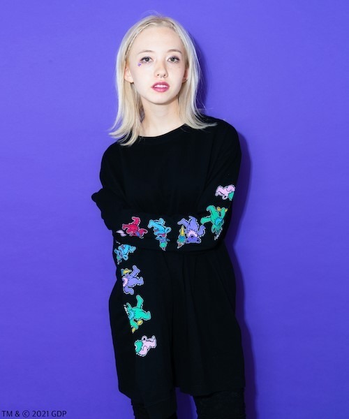 Candy Stripper（キャンディストリッパー）の「//GRATEFUL DEAD×Candy Stripper//SCOOP ICE CREAM DEAD BEAR ロングブーツTシャツ（Tシャツ/カットソー・レディース・ブラック/パープル/オフホワイト・2）」の3枚目の写真