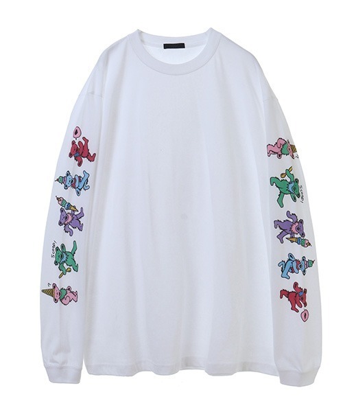 Candy Stripper（キャンディストリッパー）の「//GRATEFUL DEAD×Candy Stripper//SCOOP ICE CREAM DEAD BEAR ロングブーツTシャツ（Tシャツ/カットソー・レディース・ブラック/パープル/オフホワイト・2）」の6枚目の写真